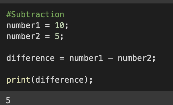 Python Programming Subtraction Operator Example